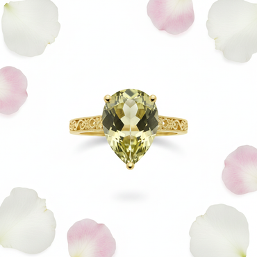 14K White & Yellow Gold Pear-Cut Lime Quartz