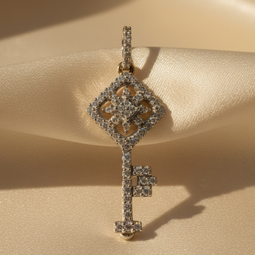 14K Yellow Gold Diamond Key Pendant - marketing image 4