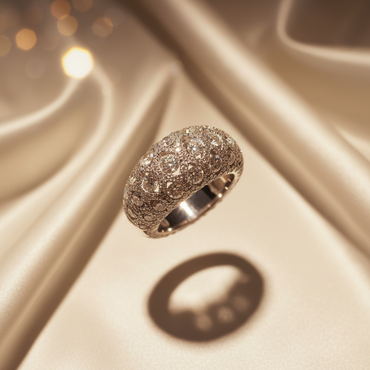 14K White Gold Diamond Pavé Dome Cocktail Ring — top view