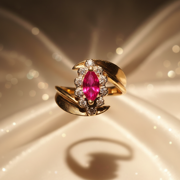 10K Yellow Gold Marquise Ruby & Diamond Ring - Marketing Image 3