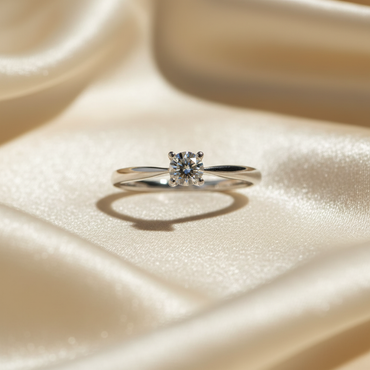 10K White Gold Diamond Solitaire Fashion Promise Ring - marketing image front
