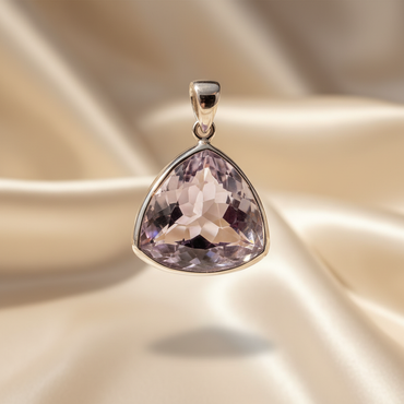 Sterling Silver Trillion-Cut Amethyst Bezel Pendant 14x14mm - Bail Detail View