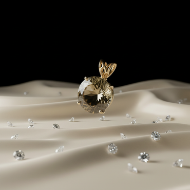 14KT Yellow Gold Custom Lemon Quartz Solitaire Pendant