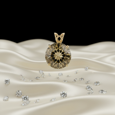 14KT Yellow Gold Custom Lemon Quartz Solitaire Pendant