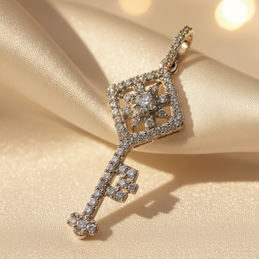 14K Yellow Gold Diamond Key Pendant - marketing image 2
