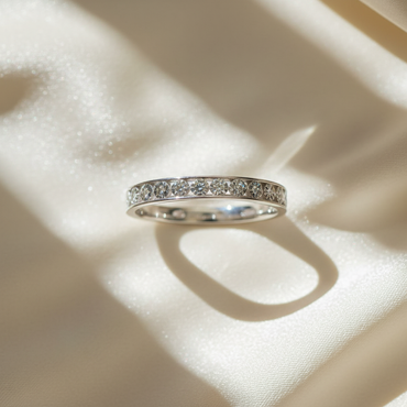 10K White Gold Diamond Filigree Floral Anniversary Band - Marketing Image 5