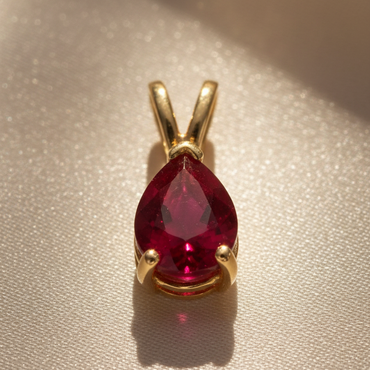 14K Yellow Gold 1.36ct Natural Ruby Pendant - angle 2