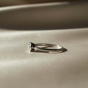 10K White Gold Diamond Bezel Set Ladies Fashion Ring - marketing image side
