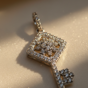 14K Yellow Gold Diamond Key Pendant - marketing image 3
