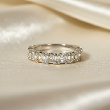10K White Gold Natural Diamond Ladies Band - marketing image detail