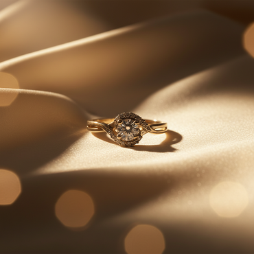 10K Yellow Gold Diamond Halo Promise Ring - Marketing Image 4