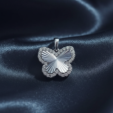 10K White Gold Diamond Butterfly Pendant – Front View