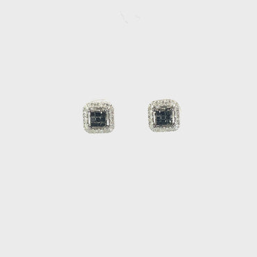 10K White Gold Black And White Diamond Earrings
