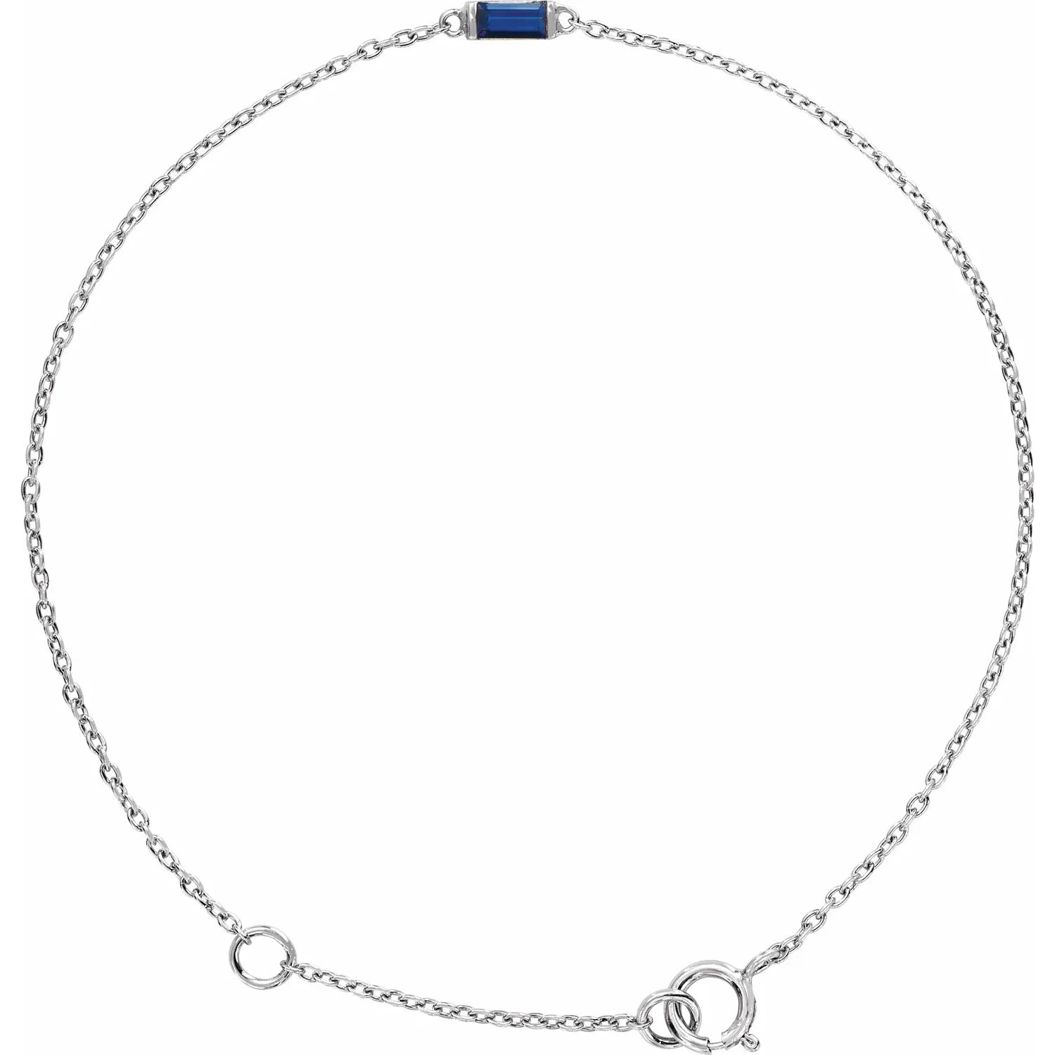 Sterling Silver Straight Baguette Natural Blue Sapphire 6 1/2-7 1/2" Bracelet