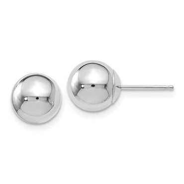 10k White Gold Polished Ball Post Earrings