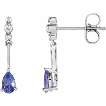 Genuine Tanzanite & Diamond Earrings