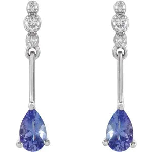 Genuine Tanzanite & Diamond Earrings