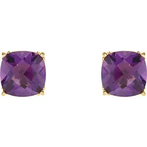 14K Yellow 8 mm Natural Amethyst Earrings