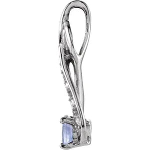 14K White Natural Tanzanite & .04 CTW Diamond Pendant