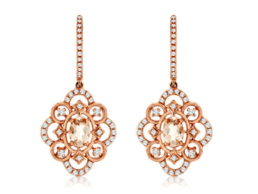 14KR .80CTW Morganite & Diamond Earrings