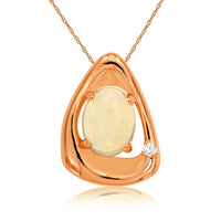 14KR 1.10CTW Opal & Diamond Pendant