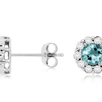 14KW .60CTW Aquamarine & Diamond Earrings