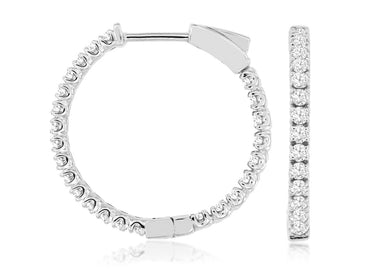 14KW 1.0CTW Diamond Hoop Earrings