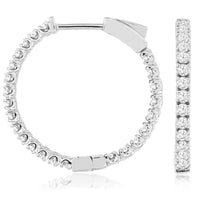 14KW 1.0CTW Diamond Hoop Earrings
