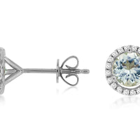 14KW 1.10CTW Aquamarine & Diamond Earrings