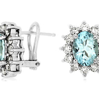 14KW 2.10CTW Aquamarine & Diamond Earrings