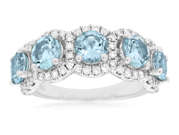 14KW 2.20CTW Aquamarine& Diamond Ring