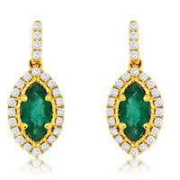 14KY .68CTW Emerald & Diamond Earrings