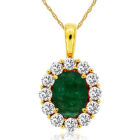 14KY 1.10CTW Emerald & Diamond Pendant