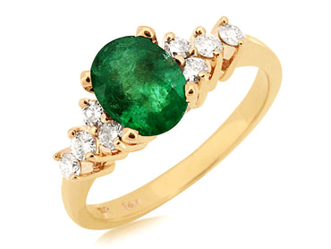 14KY 1.10CTW Emerald & Diamond Ring
