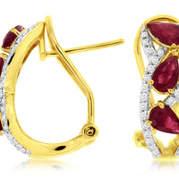 14KY 1.30CTW Ruby & Diamond Hoop Earrings