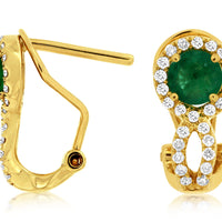 14KY .90CTW Emerald & Diamond Earrings