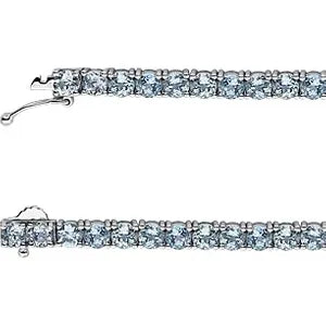 14K White Natural Sky Blue Topaz 7 1/4