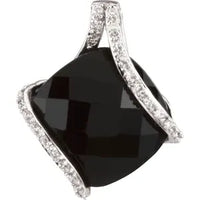 14K White Onyx & 1/10 CTW Diamond Freeform Pendant