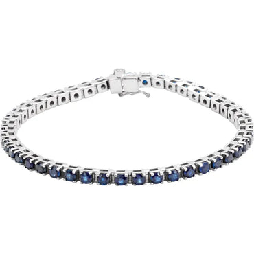 14K White Natural Blue Sapphire Line 7