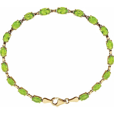 14K Yellow Natural Peridot 7.25" Bracelet