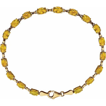 14K Yellow Natural Citrine 7.25" Bracelet