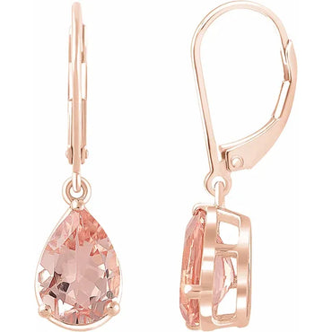 14K Rose Natural Morganite Lever Back Earrings