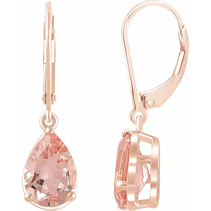 14K Rose Natural Morganite Lever Back Earrings