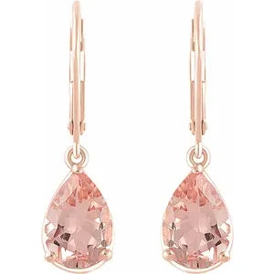 14K Rose Natural Morganite Lever Back Earrings