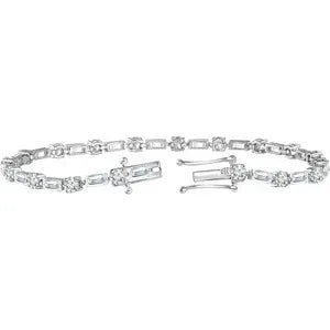 Sterling Silver Cubic Zirconia Line 7" Bracelet