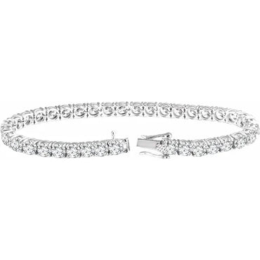 Sterling Silver 4.5 mm Round Cubic Zirconia 7" Line Bracelet