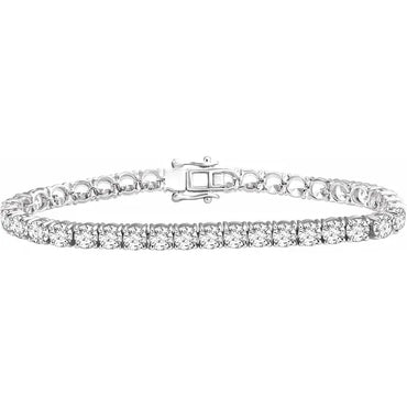 Sterling Silver 4.5 mm Round Cubic Zirconia 7" Line Bracelet