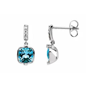 Swiss Blue Topaz & Diamond Earrings