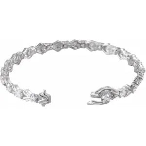 Sterling Silver 4 mm Round Cubic Zirconia Line 7.5" Bracelet