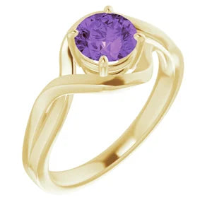 14K Yellow Natural Amethyst Ring